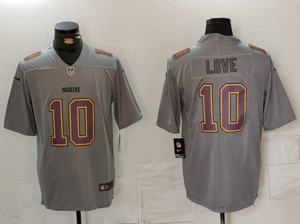 Men%27s Green Bay Packers #10 Jordan Love Grey Atmosphere Fashion Limited Stitched Jersey->detroit lions->NFL Jersey
